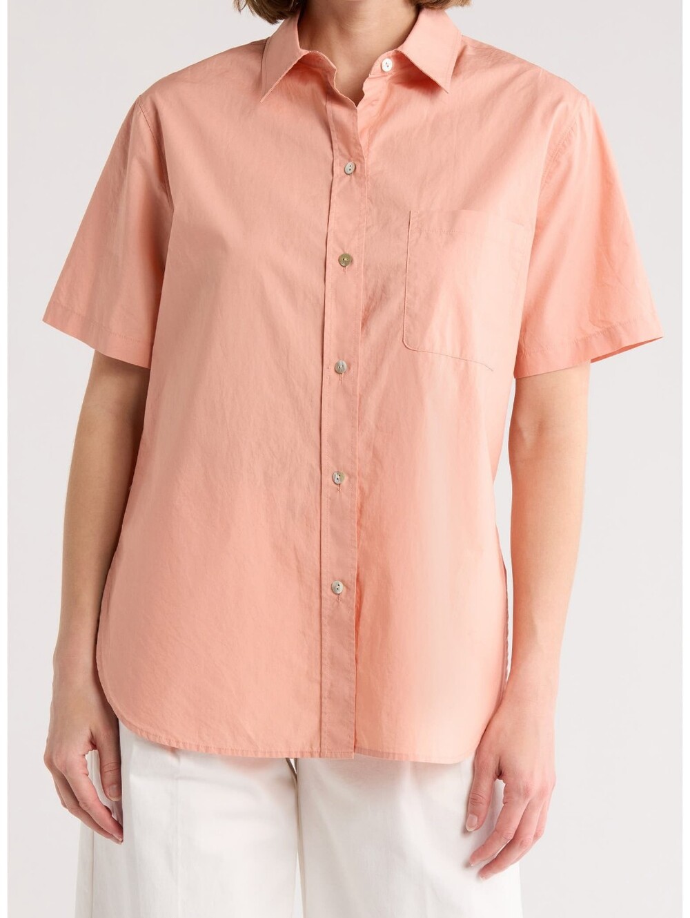 NWT Vince Short Sleeve Cotton Poplin Button-Up Shirt Sz M